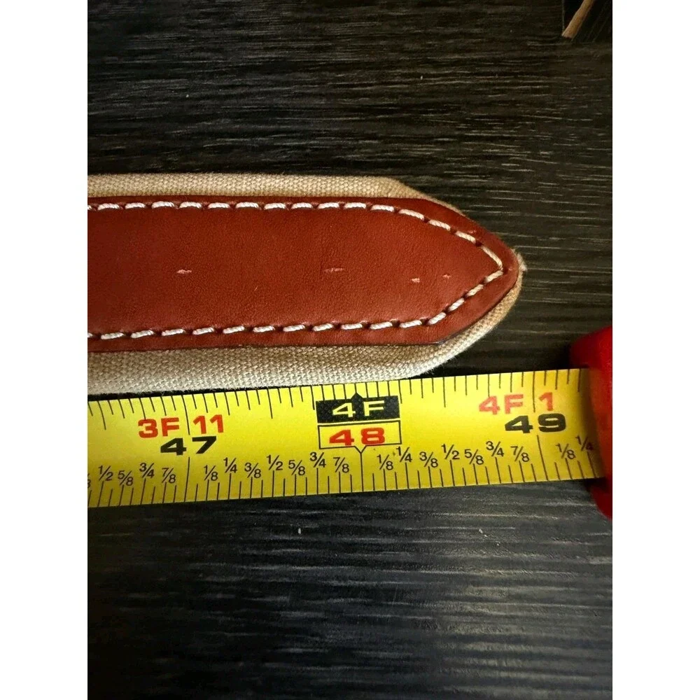 Tommy Bahama Mens Genuine Leather Canvas Belt Tan Brown Size 44